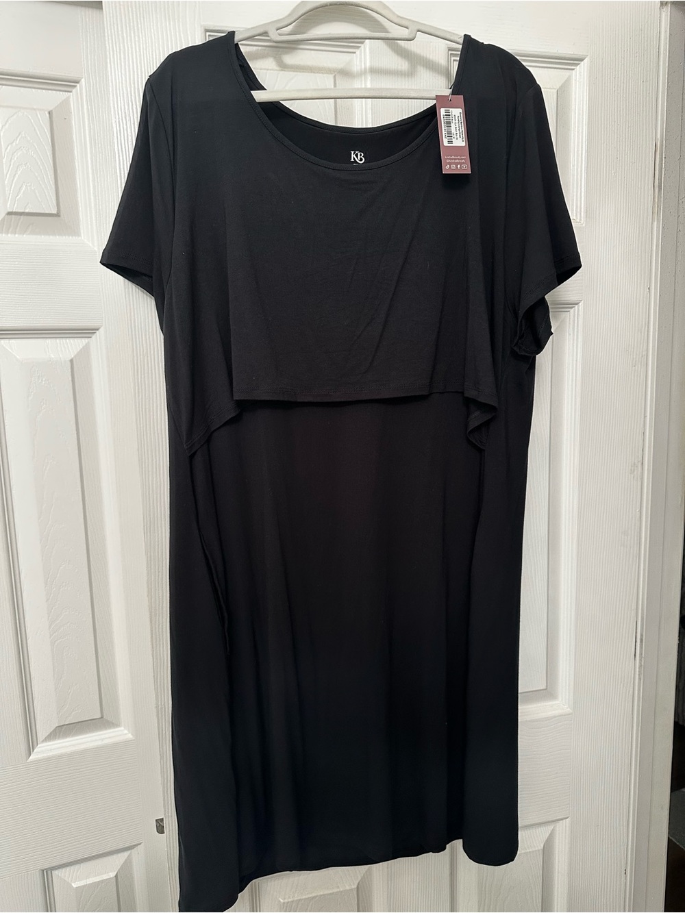 3X Kindred Bravely Black Short Sleeve Layered Nursing Dress NWT
